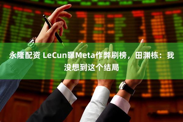 永隆配资 LeCun曝Meta作弊刷榜，田渊栋：我没想到这个结局
